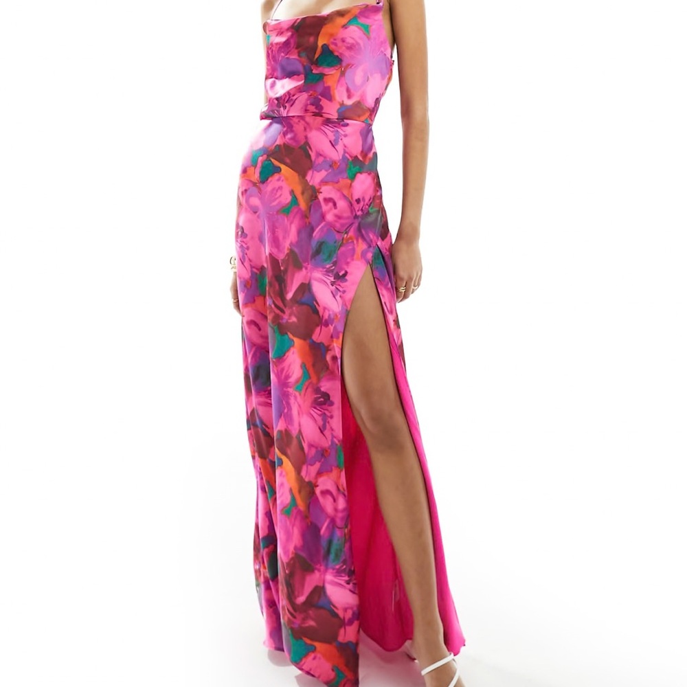 Elegant Strapless Pink Floral Dress